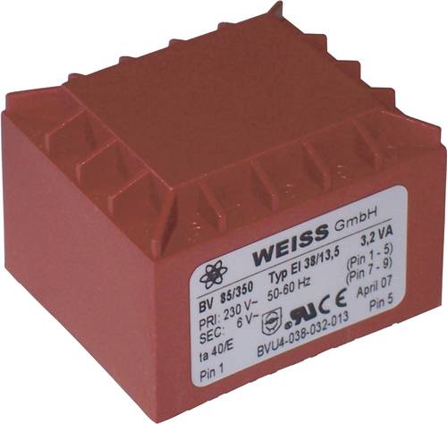 Weiss Elektrotechnik 85/350 Printtransformator 1 x 230V 1 x 6 V/AC 3.20 VA 533mA von Weiss Elektrotechnik