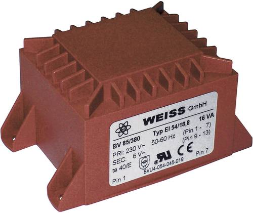 Weiss Elektrotechnik 85/382 Printtransformator 1 x 230V 1 x 12 V/AC 16 VA 1333mA von Weiss Elektrotechnik