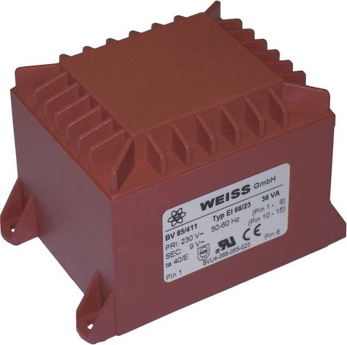 Weiss Elektrotechnik 85/412 Printtransformator 1 x 230V 1 x 12 V/AC 36 VA 3A von Weiss Elektrotechnik