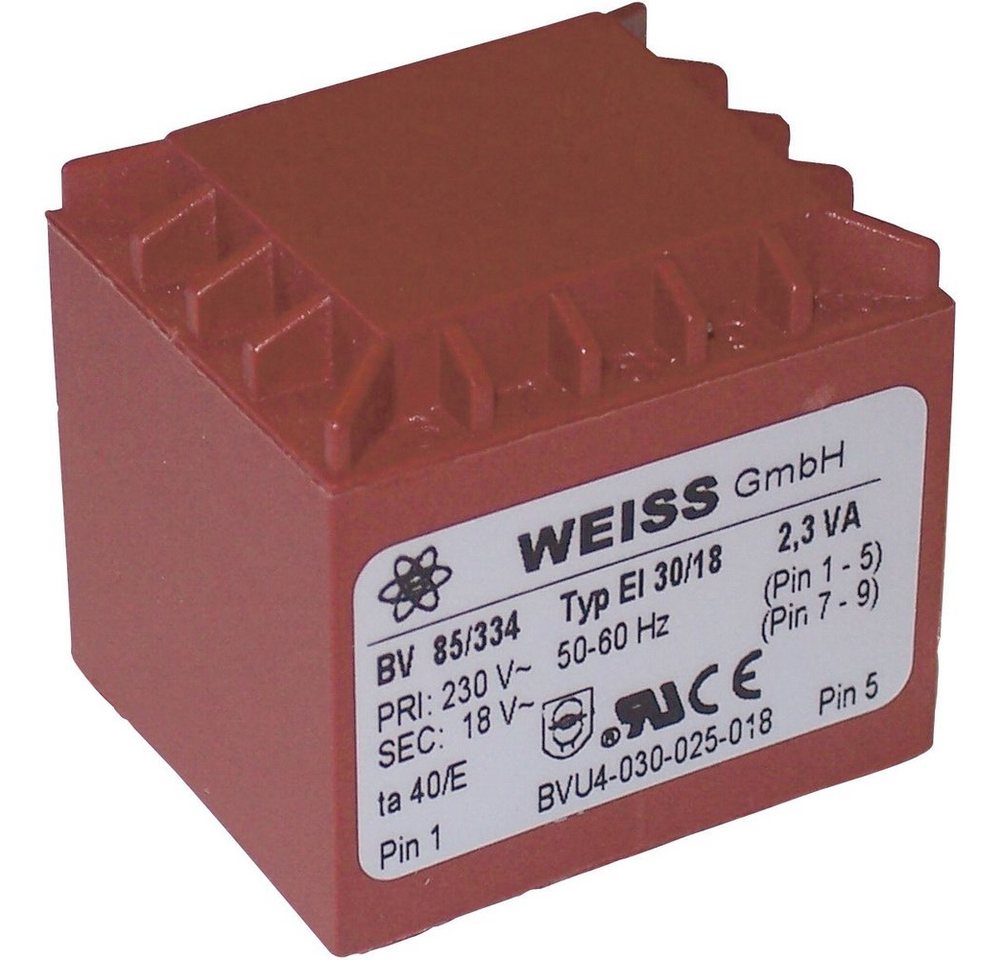 Weiss Elektrotechnik Weiss Elektrotechnik 85/332 Printtransformator 1 x 230 V 1 x 12 V/AC 2 Trafo von Weiss Elektrotechnik