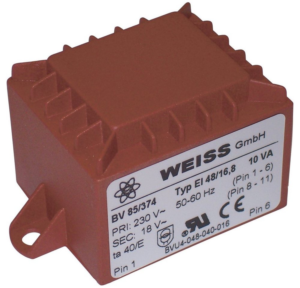Weiss Elektrotechnik Weiss Elektrotechnik 85/371 Printtransformator 1 x 230 V 1 x 9 V/AC 10 Trafo Weiss Elektrotechnik Weiss Elektrotechnik 85/371 Printtransformator 1 x 230 V 1 x 9 V/AC 10 Trafo von Weiss Elektrotechnik