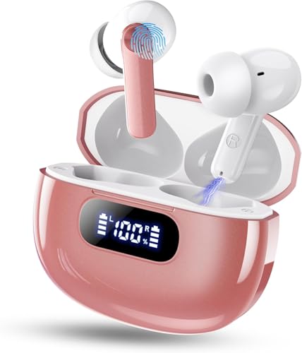 Bluetooth Kopfhörer, In Ear Kopfhörer Kabellos Bluetooth 5.3 mit 4 ENC Noise Cancelling Mic, 2025 Neue Kopfhörer Kabellos LED Anzeige, 48Std Earbuds, HiFi Stereo IP7 Wasserdicht Ohrhörer für Arbeit von Wekily