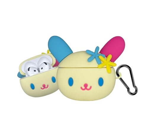 Kompatibel mit AirPods 4 Hülle 2024 mit Reinigungsset, niedliche Cartoon-Charaktere, 3D-Hasen-Element, Anime, Kawaii, modische Airpod-Hülle 4. Generation mit Schlüsselanhänger für Männer, Frauen von Weklop