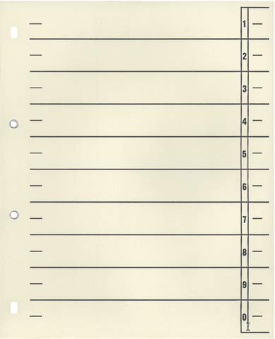 Wekre Trennblatt, Karton (RC), 1-0, 4fach Lochung, geöst, A4, chamois (100 Stück), Sie erhalten 1 Packung á 100 Stück von Wekre