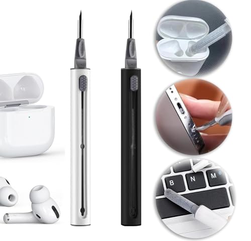 2 Stück Clean Kit für Airpods Pro 3 In 1 Multifunktions-Reinigungsstift Weiche Bürste Multifunktionaler Bluetooth Kopfhörer Reinigungsset, für Earbuds, Handy, Tastatur, Kamera, Laptop(Schwarz,Weiß) von Wekuw
