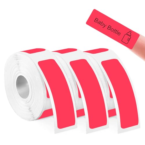 Wekuw 3 Rollen Etikettendrucker Thermo Papier für Schule Wasserdicht Anpassen Klebeetiketten, Etiketten Selbstklebend zum Beschriften Thermo Papier für Schule Zuhause, Büro Kleine Unternehmen von Wekuw