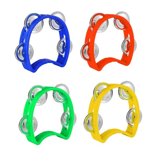 Wekuw 4 Stücke Half Moon Hand Tambourine Metal Half Moon Tambourine Tambourine Half Moon Tambourine Hand Tamburine für Erwachsene Geeignet für Frühkindliche Bildung, Schulaufführungen, Musikkurse von Wekuw