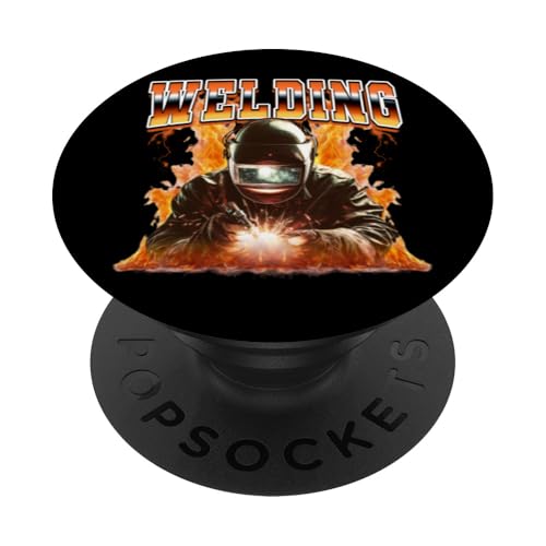 Schweißgerät Weld Flames Bootleg Style der 90er PopSockets Klebender PopGrip Schweißgerät Weld Flames Bootleg Style der 90er PopSockets Klebender PopGrip von Welding Welder 90s Retro Bootleg Gifts