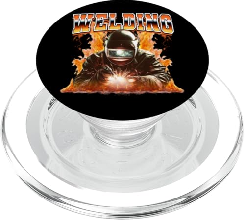 Schweißgerät Weld Flames Bootleg Style der 90er PopSockets PopGrip für MagSafe von Welding Welder 90s Retro Bootleg Gifts