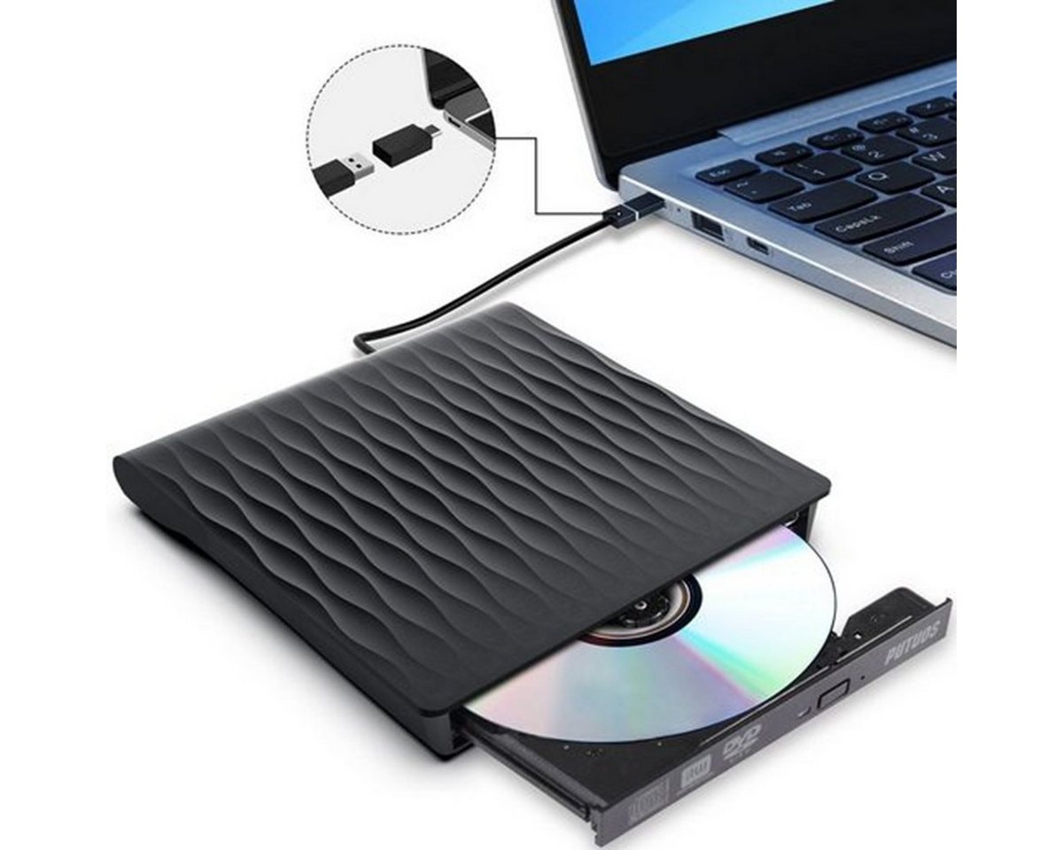 Welikera Externes CD-DVD-Laufwerk mit USB 3.0 und Typ-C-DVD-Brenner CD-Brenner von Welikera