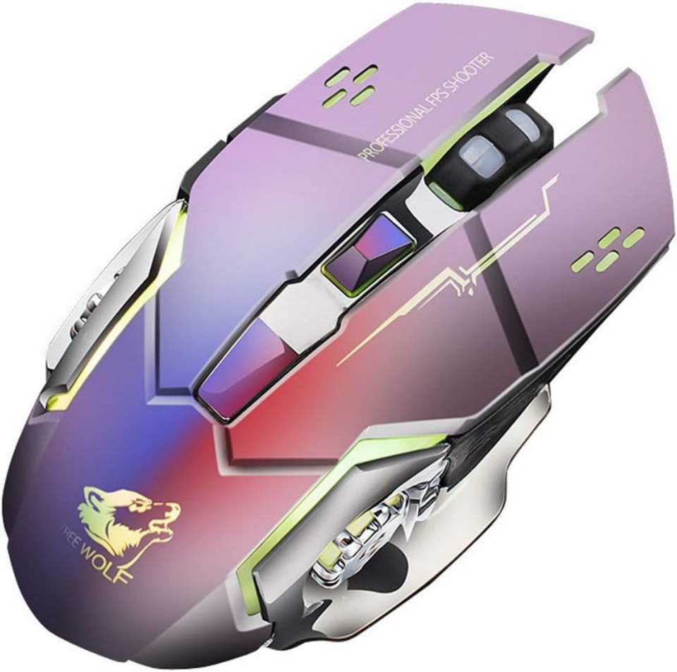 Welikera Gaming-Maus, USB, 7 Farben mit LEDs,Grau Gaming-Maus von Welikera