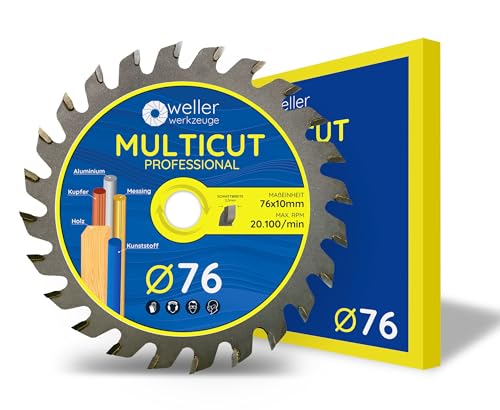 WELLERWERKZEUGE I Profi MULTICUT Sägeblatt 76x10mm 24 Zähne für holz Kunststoff Aluminium passend für Akku Kreissäge Trennsäge 12V 10,8V von Wellerwerkzeuge