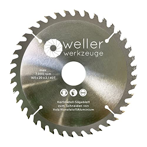 WELLERWERKZEUGE | Profi HM Kreissägeblatt Sägeblatt 165x20mm 40 Zähne für holz Kunststoff Aluminium passend für Akku Kreissäge Tischsäge Dewalt Makita WELLERWERKZEUGE | Profi HM Kreissägeblatt Sägeblatt 165x20mm 40 Zähne für holz Kunststoff Aluminium passend für Akku Kreissäge Tischsäge Dewalt Makita von Wellerwerkzeuge