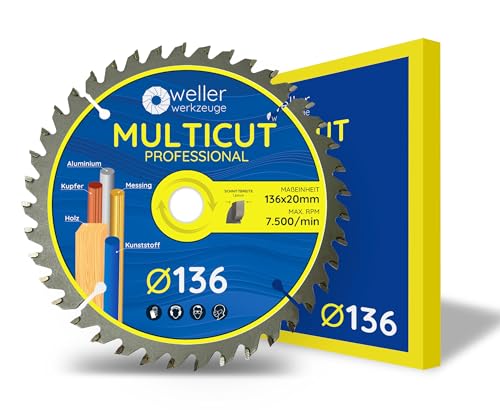WELLERWERKZEUGE | Profi MULTICUT Kreissägeblatt Sägeblatt 136x20mm + 16mm 40 Zähne für Holz Kunststoff Aluminium passend für Akku Kreissäge Tischsäge WELLERWERKZEUGE | Profi MULTICUT Kreissägeblatt Sägeblatt 136x20mm + 16mm 40 Zähne für Holz Kunststoff Aluminium passend für Akku Kreissäge Tischsäge von Wellerwerkzeuge