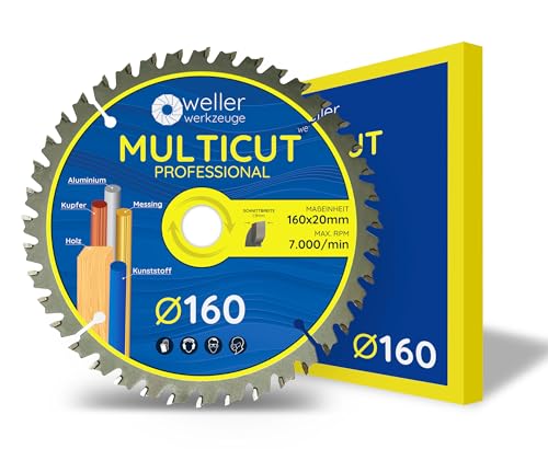 WELLERWERKZEUGE | Profi MULTICUT Kreissägeblatt Sägeblatt 160x20mm + 16mm 40 Zähne für Holz Kunststoff Aluminium passend für Akku Kreissäge Tischsäge WELLERWERKZEUGE | Profi MULTICUT Kreissägeblatt Sägeblatt 160x20mm + 16mm 40 Zähne für Holz Kunststoff Aluminium passend für Akku Kreissäge Tischsäge von Wellerwerkzeuge