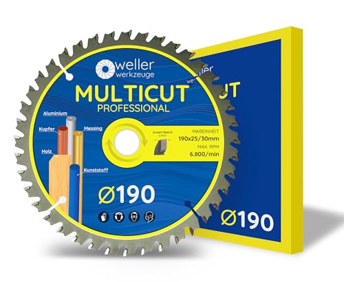 WELLERWERKZEUGE | Profi MULTICUT Kreissägeblatt Sägeblatt 190x30mm + 25mm 40 Zähne für Holz Kunststoff Aluminium passend für Akku Kreissäge Tischsäge WELLERWERKZEUGE | Profi MULTICUT Kreissägeblatt Sägeblatt 190x30mm + 25mm 40 Zähne für Holz Kunststoff Aluminium passend für Akku Kreissäge Tischsäge von Wellerwerkzeuge