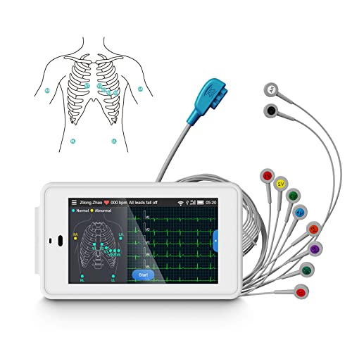 Wellue PG12 Professional 6 12-Kanal-EKG-Gerät, Digitales EKG-Gerät mit Glasgow-Algorithmen, unterstützt Echtzeit-EKG-Datenerfassung und -Analyse, WIFI-Datenübertragung und Berichtsdruck für Zuhause von Wellue