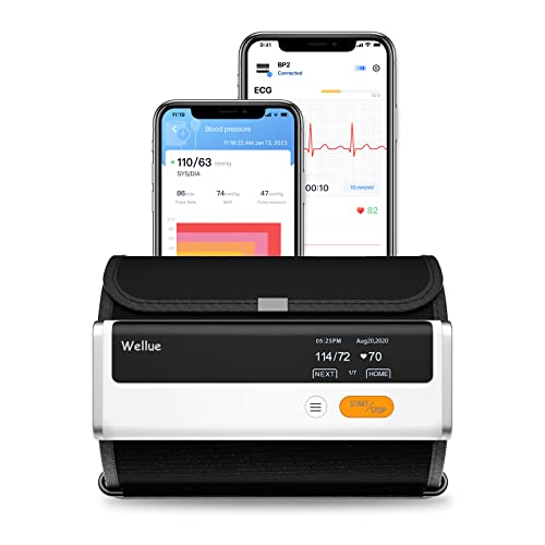Wellue Armfit Plus Blutdruckmessgerät mit EKG-Funktion, Bluetooth Oberarm-Blutdruckmessgerät für Heimgebrauch Große Blutdruckmanschette, Kostenlose App für iOS & Android von Wellue