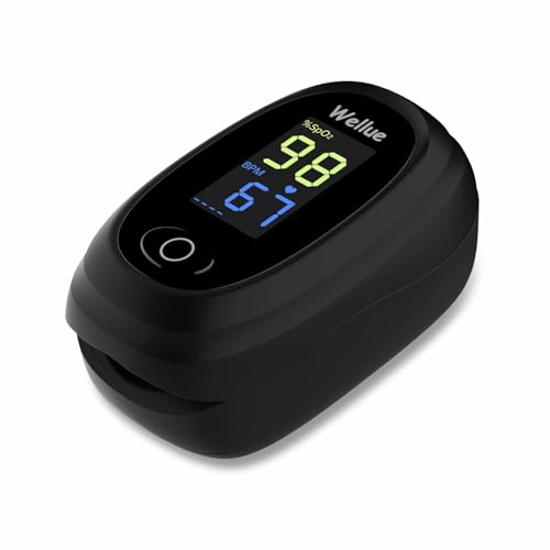 Wellue Pulsoximeter, Blutsauerstoffmessgerät Finger, Fingerspitzen-Pulsoximeter für erwachsene Kinder, SP O2 PI Level und Herzfrequenzmesser von Wellue