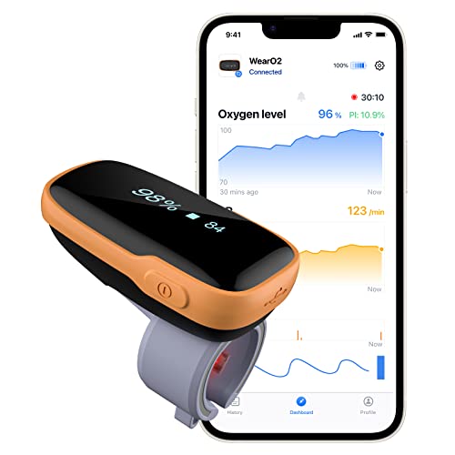 Wellue Pulsoximeter Bluetooth, Sauerstoffsättigung Messgerät Finger, Pulsoximeter Fingeroximeter mit Vibrationsalarm und Bluetooth APP, Wiederaufladbarer von Wellue