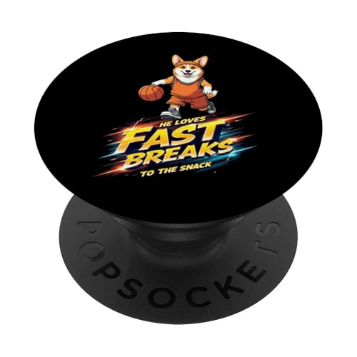 Lustiges Basketball-Geschenk für walisische Corgi-Hundeliebhaber PopSockets Klebender PopGrip von Welsh Corgi Fun Designs