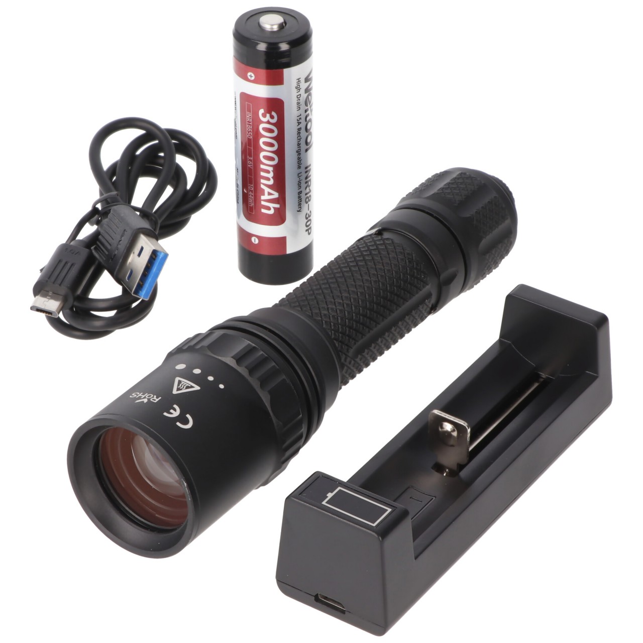 Weltool M8 zoombare LED-Taschenlampe mit 860 Lumen, Reichweite 574 Meter, inklusive 18650 Li-Ion Akku und Ladegerät Weltool M8 zoombare LED-Taschenlampe mit 860 Lumen, Reichweite 574 Meter, inklusive 18650 Li-Ion Akku und Ladegerät von Weltool