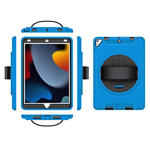 Schutzhülle für iPad 10.2 für Jungen und Mädchen, robuste Tablet-Schutzhülle für Kinder mit 360 Grad drehbarer Standfunktion, verstellbar, Blau von Wembem