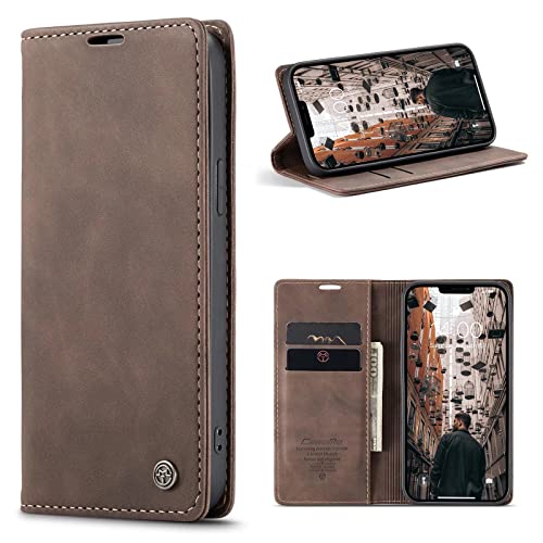 CaseMe Hülle für Samsung Galaxy S10 5G Vintage Dünne Handyhülle mit Kartenfach Geld Slot Ständer PU Ledertasche Flip Schutzhülle für Samsung Galaxy S10 5G- Kaffee Braun von WenBaby