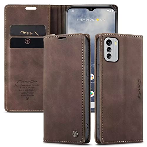 WenBaby CaseMe Hülle für Nokia G60 Vintage Dünne Handyhülle mit Kartenfach Geld Slot Ständer PU Ledertasche Flip Schutzhülle für Nokia G60- Kaffee Braun von WenBaby