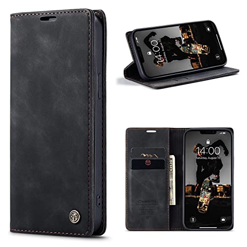 WenBaby CaseMe Hülle für Xiaomi Mi 10T lite 5G Vintage Dünne Handyhülle mit Kartenfach Geld Slot Ständer PU Ledertasche Flip Schutzhülle für Xiaomi Mi 10T lite 5G- Schwarz von WenBaby