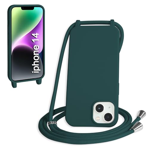 WenBaby Handykette für iPhone 14 Hülle mit Band,Handyhülle mit Schnur zum Umhängen Silikon Seil Necklace Schutzhülle mit Kordel Tasche Case TPU Bumper für iPhone 14- Dunkelgrün WenBaby Handykette für iPhone 14 Hülle mit Band,Handyhülle mit Schnur zum Umhängen Silikon Seil Necklace Schutzhülle mit Kordel Tasche Case TPU Bumper für iPhone 14- Dunkelgrün von WenBaby