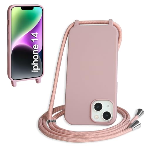 WenBaby Handykette für iPhone 14 Hülle mit Band,Handyhülle mit Schnur zum Umhängen Silikon Seil Necklace Schutzhülle mit Kordel Tasche Case TPU Bumper für iPhone 14- Sandrosa WenBaby Handykette für iPhone 14 Hülle mit Band,Handyhülle mit Schnur zum Umhängen Silikon Seil Necklace Schutzhülle mit Kordel Tasche Case TPU Bumper für iPhone 14- Sandrosa von WenBaby