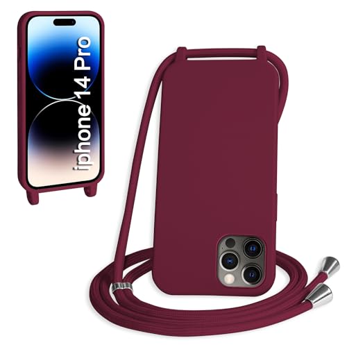 WenBaby Handykette für iPhone 14 Pro Hülle mit Band,Handyhülle mit Schnur zum Umhängen Silikon Seil Necklace Schutzhülle mit Kordel Tasche Case TPU Bumper für iPhone 14 Pro- Rot WenBaby Handykette für iPhone 14 Pro Hülle mit Band,Handyhülle mit Schnur zum Umhängen Silikon Seil Necklace Schutzhülle mit Kordel Tasche Case TPU Bumper für iPhone 14 Pro- Rot von WenBaby