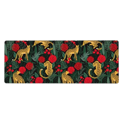 Tastaturunterlage mit Leoparden- und Rosenmotiv, Büro-Schreibtischunterlage und Schreibunterlage sind die makellose Wahl für Arbeit und Unterhaltung Tastaturunterlage mit Leoparden- und Rosenmotiv, Büro-Schreibtischunterlage und Schreibunterlage sind die makellose Wahl für Arbeit und Unterhaltung von WenDang