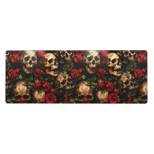 Tastaturunterlage mit Totenkopf und roter Rose, Büro-Schreibtischunterlage und Schreibblock sind die makellose Wahl für Arbeit und Unterhaltung Tastaturunterlage mit Totenkopf und roter Rose, Büro-Schreibtischunterlage und Schreibblock sind die makellose Wahl für Arbeit und Unterhaltung von WenDang