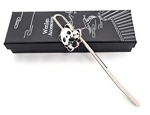 Lesezeichen Metall ca.14.2cm lang, leicht & edel mit süßen Panda Designs in Geschenkbox (Mutter-Kind Panda) von WenJan