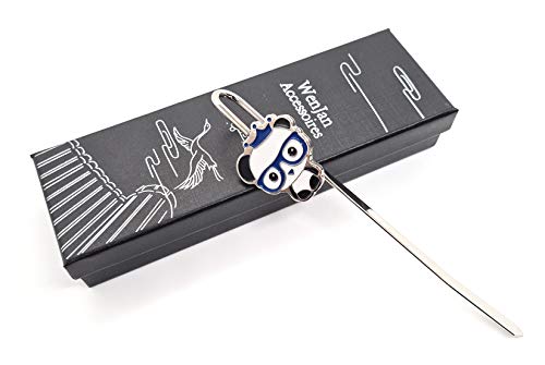 Lesezeichen Metall ca.14.2cm lang, leicht & edel mit süßen Panda Designs in Geschenkbox (Panda mit Brille) von WenJan