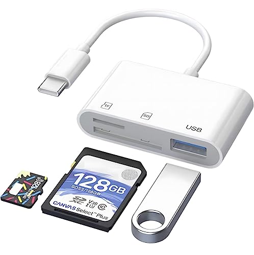 3-in-1 USB-C-SD-Kartenleser, tragbar, Thunderbolt, OTG, Handy-Kamera, Typ C auf Micro-SD, TF, SDXC, SDHC, Speicherkartenleser, Adapter, Ladegerät, kompatibel mit MacBook, iPad, Samsung, Android, von Wenivo