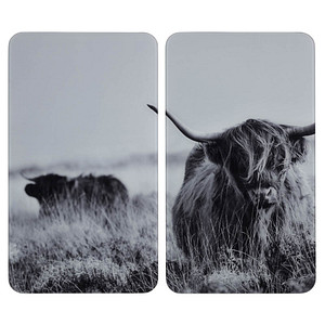 WENKO Herdabdeckplatten Highland Cattle schwarz 2 St. von Wenko
