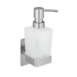 WENKO Seifenspender Genova 25416100 silber, matt Edelstahl, Glas 200,0 ml von Wenko