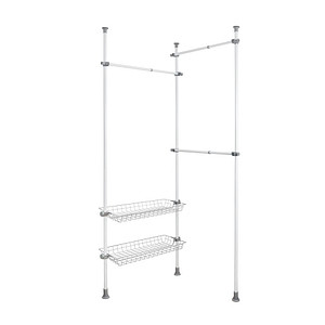 WENKO Teleskop-Garderobe Herkules Duo 50611100 grau Metall 164,0 - 215,0 x 165,0 - 300,0 cm von Wenko