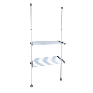 WENKO Teleskop-Garderobe Herkules Twin 50612100 grau Metall 73,0 - 120,0 x 165,0 - 300,0 cm von Wenko