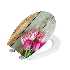 WENKO WC-Sitz mit Absenkautomatik Tulip grau, rosa von Wenko