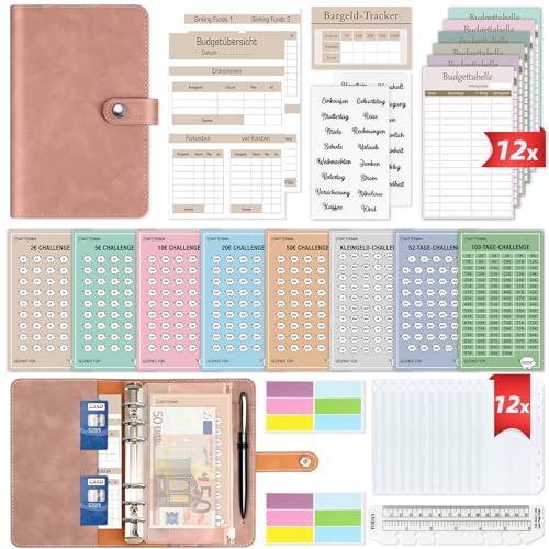 Budget Planner Deutsch Geld Sparen - Bugetplaner Startset mit 8 Sparchallenges - Finanzplaner Haushaltsbuch - Geld Organizer Sparbuch - Cash Stuffing - Budget Binder A6 - Sparen mit Umschlagmethode von WenmthG