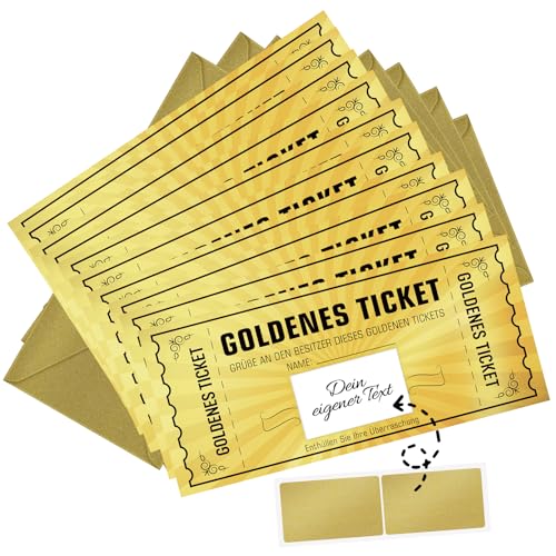 WenmthG 10 STK Geburtstagskarte Goldenes Ticket mit Umschlag, Überraschung Geschenke als Abitur, Jugendweihe, Prüfung Bestanden, Reisegutschein - Geschenke für Frauen, Gutschein zum selber ausfüllen WenmthG 10 STK Geburtstagskarte Goldenes Ticket mit Umschlag, Überraschung Geschenke als Abitur, Jugendweihe, Prüfung Bestanden, Reisegutschein - Geschenke für Frauen, Gutschein zum selber ausfüllen von WenmthG