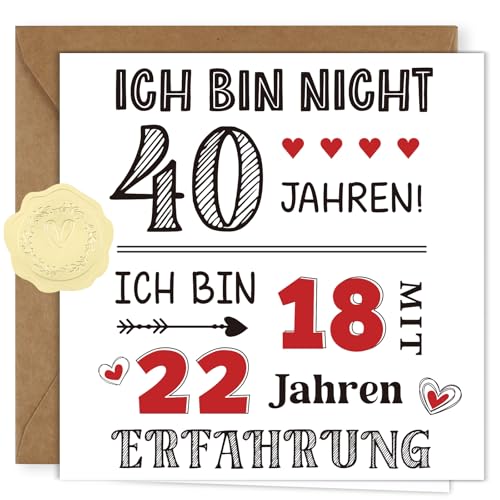 WenmthG Geburtstagskarte 40. Geburtstag Mann Frau - Lustige Geschenkidee für 40. Geburtstag Mann Frau - 40 Geburtstagskarte mit Umschlag, Aufkleber von WenmthG