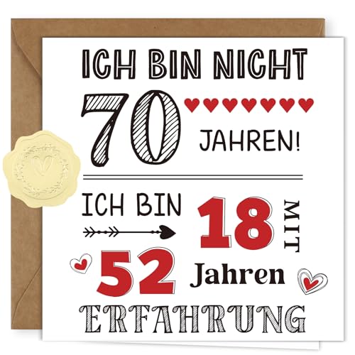 WenmthG Geburtstagskarte 70. Geburtstag Mann Frau - Lustige Geschenkidee für 70. Geburtstag Mann Frau - 70 Geburtstagskarte mit Umschlag, Aufkleber von WenmthG