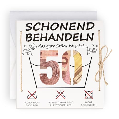 WenmthG Lustige 50. Geburtstagskarte mit Umschlag - Schonend Behandeln 50. Geburtstag - Geldgeschenk 50. Geburtstag - Geschenke zum 50. Geburtstag Frauen & Männer von WenmthG