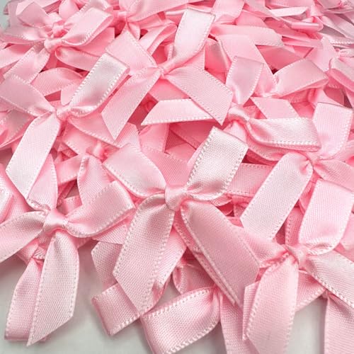 100 Stück rosa Schleifen, 4,9 cm kleine Schleifendekorationen, Mini-Satin-Stoffschleifen zum Basteln und Verpacken von Geschenken (Rosa) von Wenreykeji