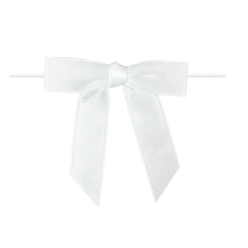 7,1 cm weiße Schleifen, kleine Satinband-Schleifen zum Basteln, Mini-Schleifen, Dekoration für Geschenkverpackungen, Hochzeiten, Party-Dekorationen, 50 Stück (weiß) von Wenreykeji